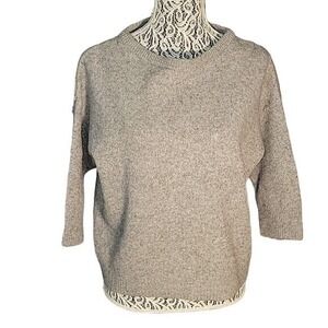 SIAE Gray 100% Wool Crewneck 3/4 Sleeve Knit Sweater Large